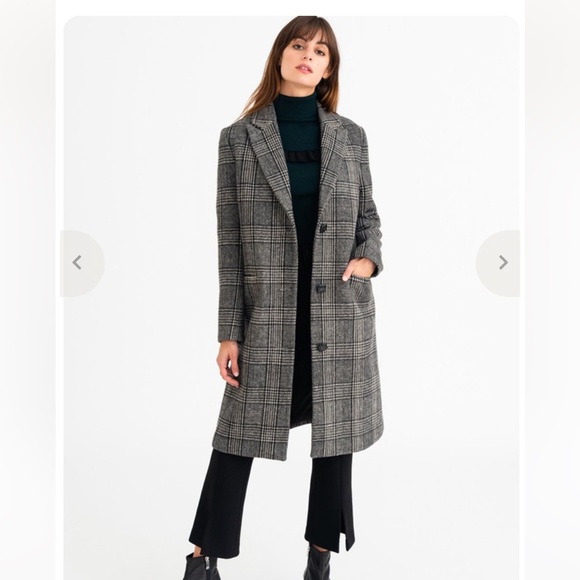 Petite Studio NYC Jane Wool Coat Women’s in Black and Gray Plaid - Picture 1 of 8